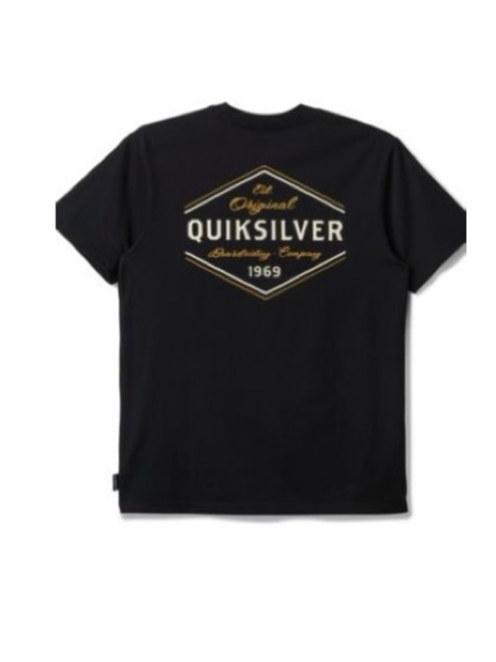 Quiksilver Black Short-Sleeve Logo Tee with Gold Accent